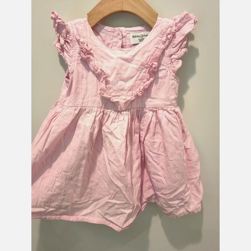 [4/$25] Babies & More Dobby Check Floral All-Over Print Dress – Girls 18-24m